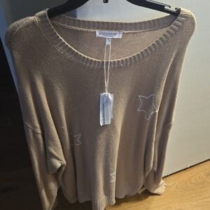 Women's Beige Sweater with Star Accents